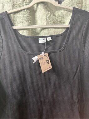 Puma Black Ribbed Scoop Neck Tank